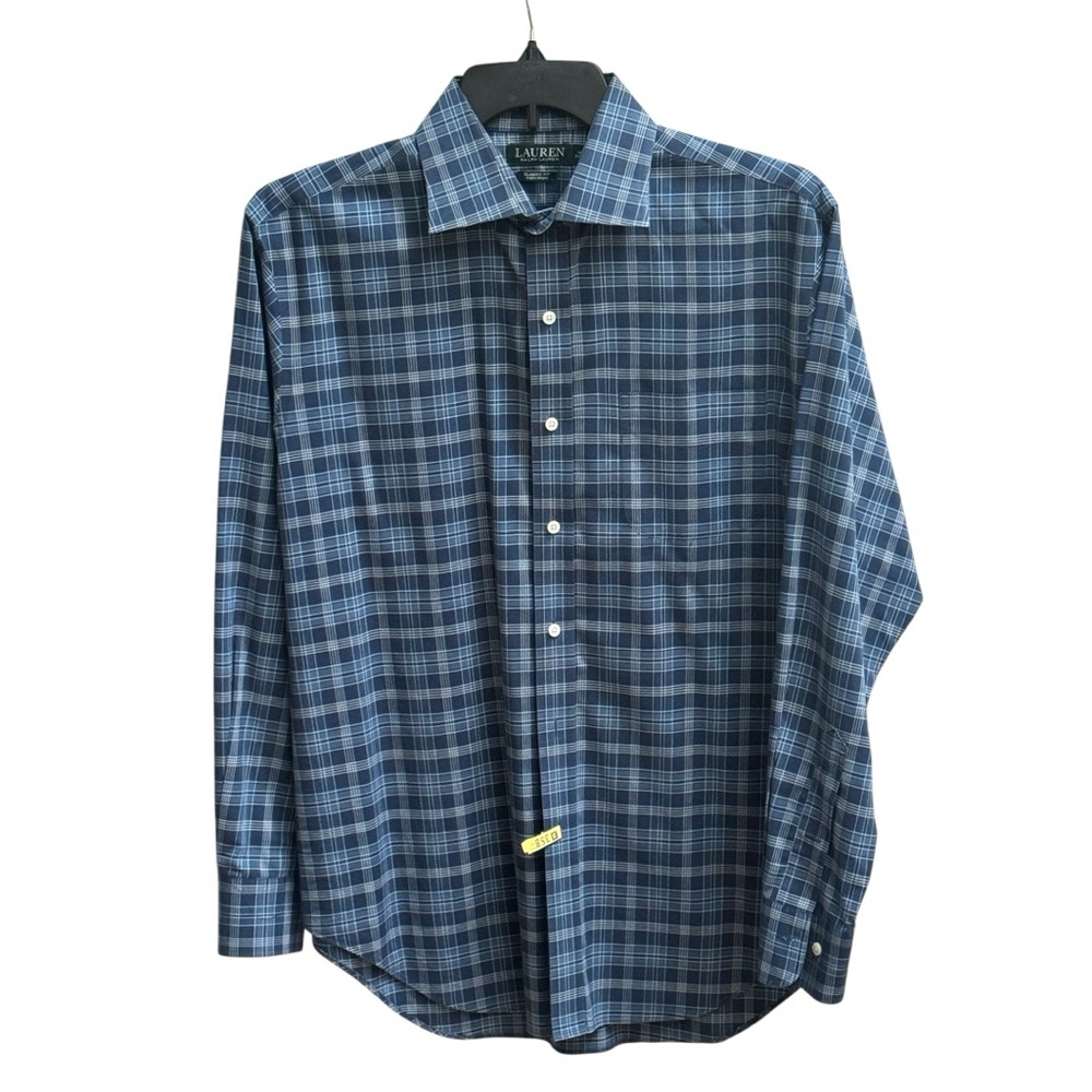 RALPH LAUREN Men's Navy Plaid Check Dress Shirt